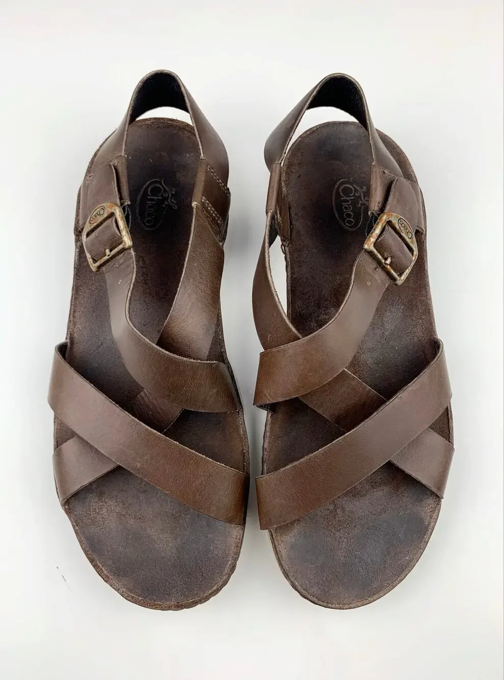 Chaco Wayfarer Sandals Otter Brown Leather Strappy Women's 7 Casual Vacation